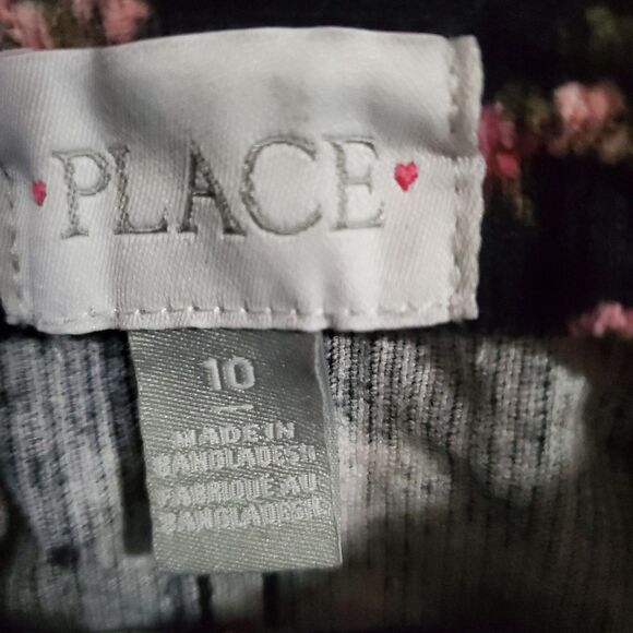 Children's Place Girl's Corduroy Jumper Dress, Black w/Pink Floral, Size 10 - Picture 9 of 14